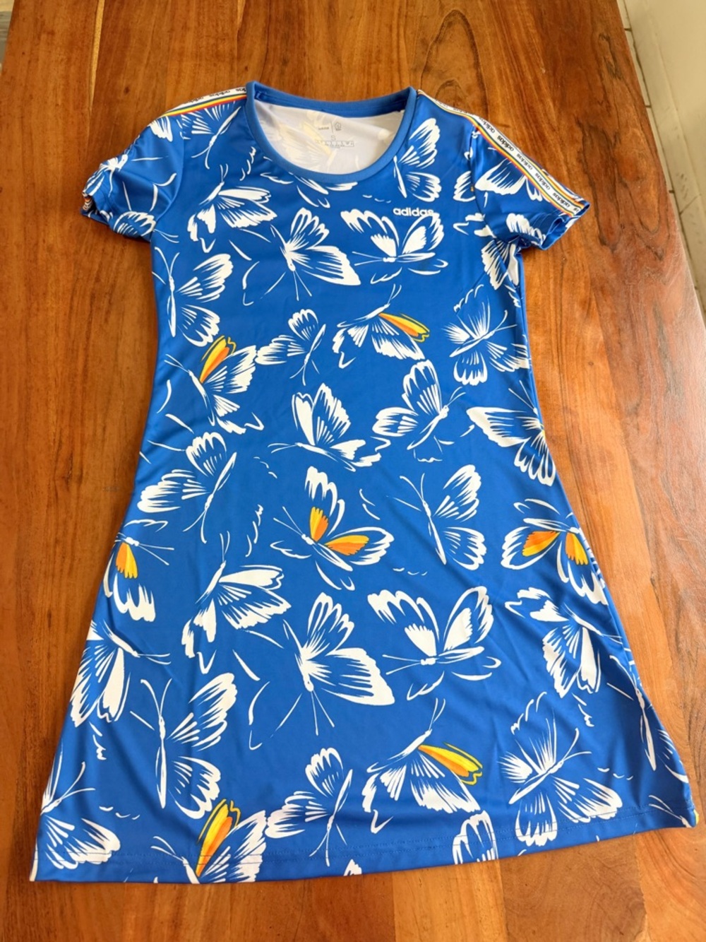 Butterfly adidas Blue Floral Print Midi Dress size s